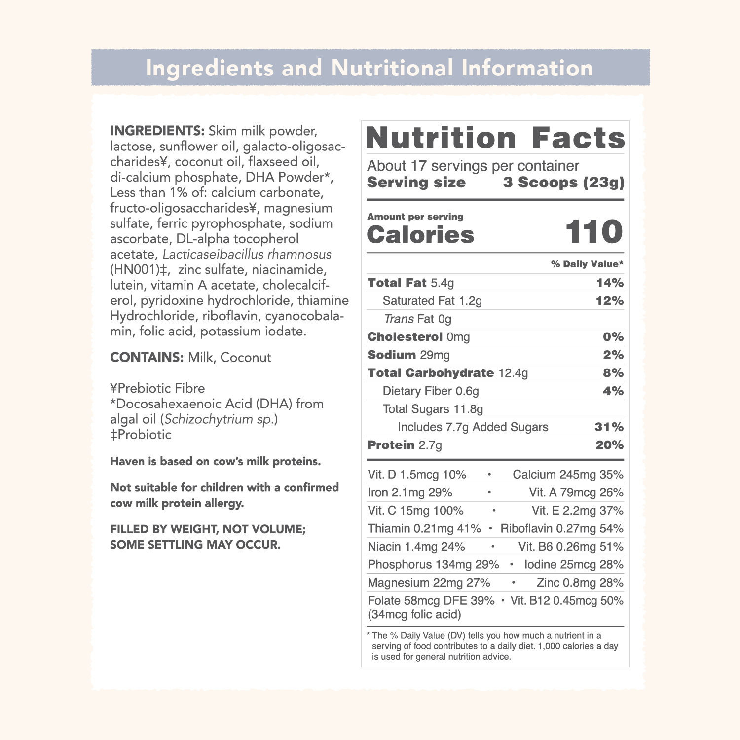 Haven Grass Fed A2 Toddler Formula