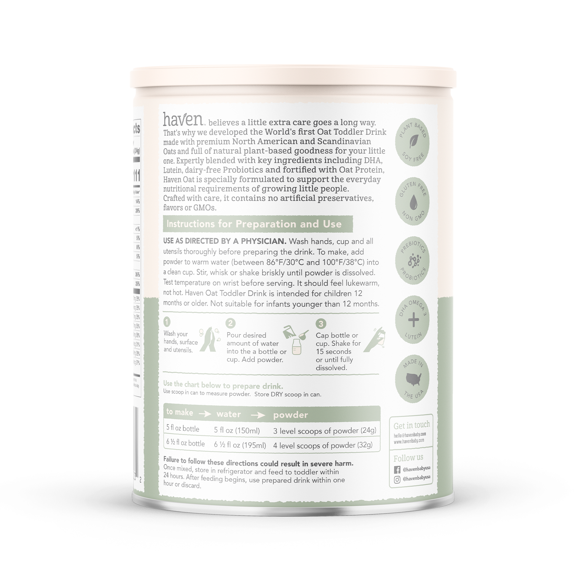 Haven Oat Toddler Formula